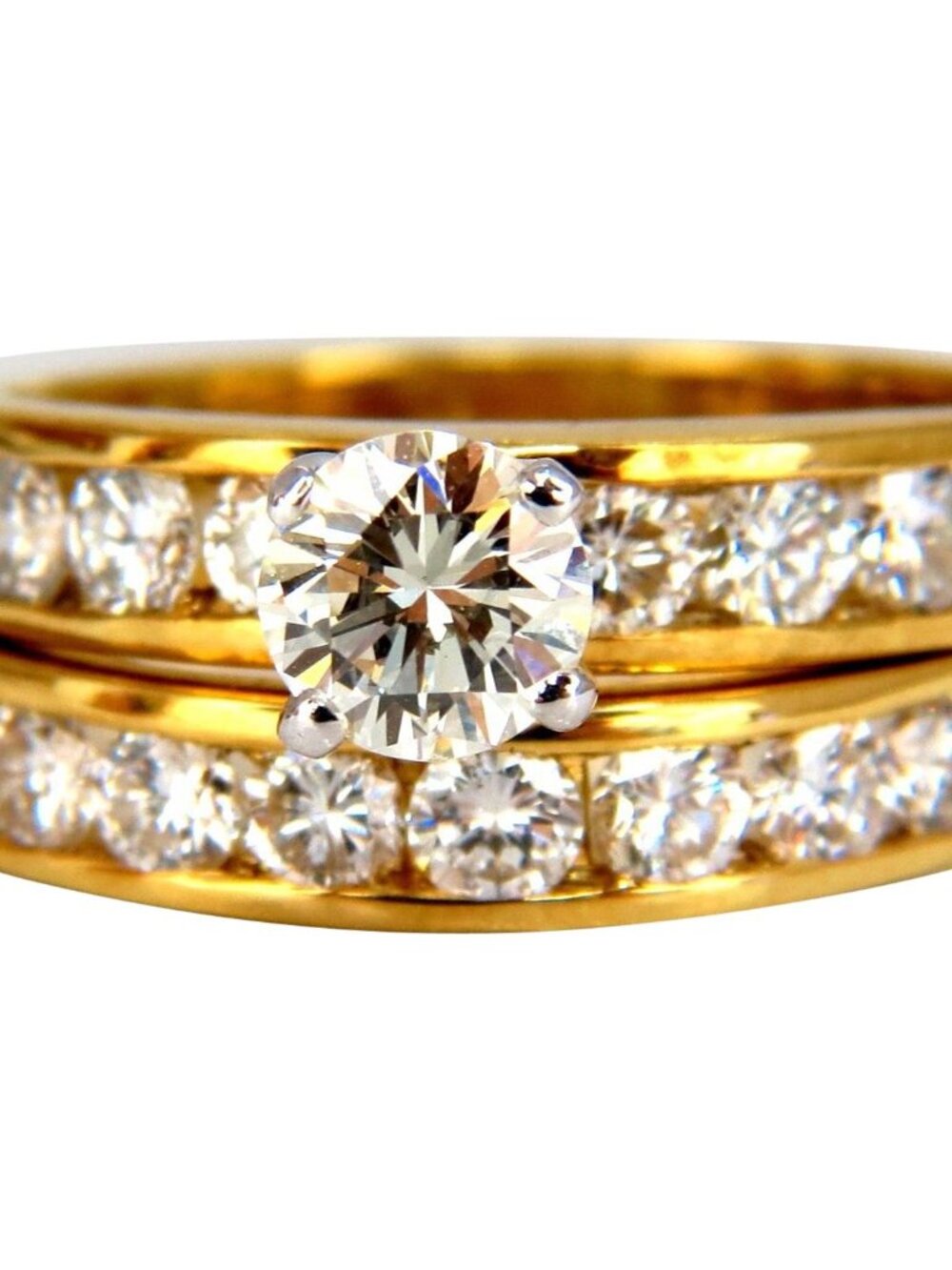 GIA Certified 2.01ct natural round diamond ring +band 18kt gold*